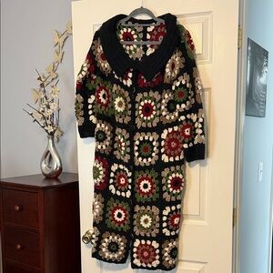 Handmade Crochet Multicolor Sweater coat and matching scarf